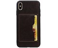 BAOHU Staand Back Cover met 1 Pasjeshouder Hoesje Geschikt voor iPhone XS Max Mocca