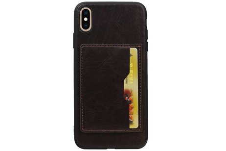 BAOHU Staand Back Cover met 1 Pasjeshouder Hoesje Geschikt voor iPhone XS Max Mocca