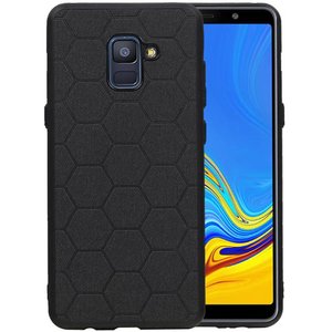 BAOHU Hexagon Hard Case - Hoesje Geschikt voor Samsung Galaxy A8 Plus 2018 Zwart