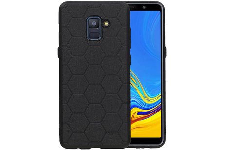 BAOHU Hexagon Hard Case - Hoesje Geschikt voor Samsung Galaxy A8 Plus 2018 Zwart
