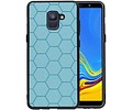 BAOHU Hexagon Hard Case - Hoesje Geschikt voor Samsung Galaxy A8 Plus 2018 Blauw