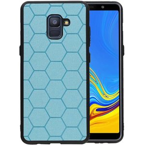 BAOHU Hexagon Hard Case - Hoesje Geschikt voor Samsung Galaxy A8 Plus 2018 Blauw