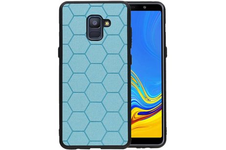 BAOHU Hexagon Hard Case - Hoesje Geschikt voor Samsung Galaxy A8 Plus 2018 Blauw