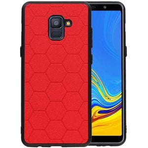 BAOHU Hexagon Hard Case - Hoesje Geschikt voor Samsung Galaxy A8 Plus 2018 Rood