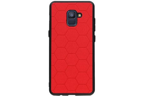 BAOHU Hexagon Hard Case - Hoesje Geschikt voor Samsung Galaxy A8 Plus 2018 Rood