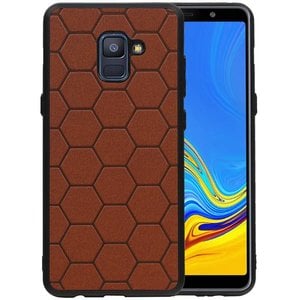 BAOHU Hexagon Hard Case - Hoesje Geschikt voor Samsung Galaxy A8 Plus 2018 Bruin