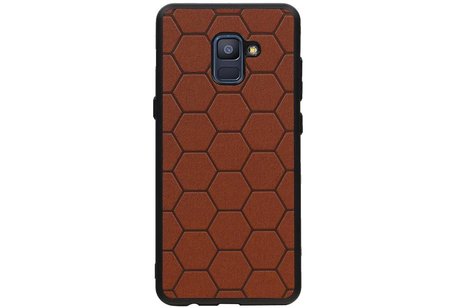 BAOHU Hexagon Hard Case - Hoesje Geschikt voor Samsung Galaxy A8 Plus 2018 Bruin