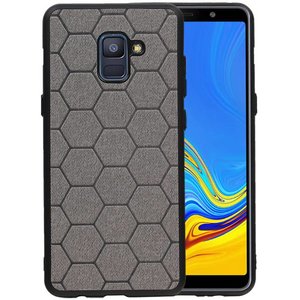 BAOHU Hexagon Hard Case - Hoesje Geschikt voor Samsung Galaxy A8 Plus 2018 Grijs