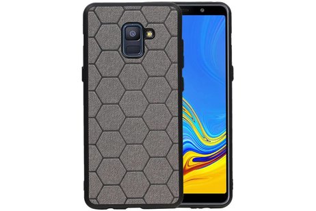 BAOHU Hexagon Hard Case - Hoesje Geschikt voor Samsung Galaxy A8 Plus 2018 Grijs
