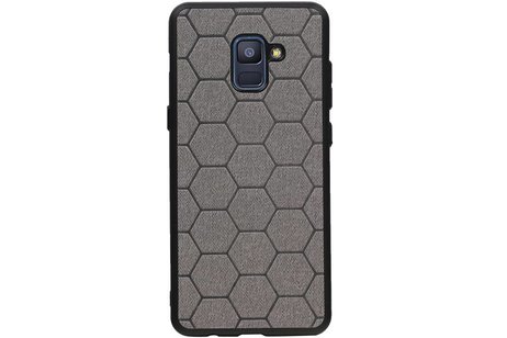 BAOHU Hexagon Hard Case - Hoesje Geschikt voor Samsung Galaxy A8 Plus 2018 Grijs