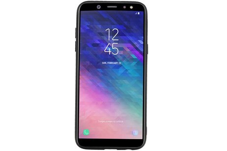 BAOHU Staand Back Cover met 1 Pasjeshouder Hoesje Geschikt voor Samsung Galaxy A6 2018 Zwart