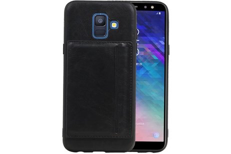 BAOHU Staand Back Cover met 1 Pasjeshouder Hoesje Geschikt voor Samsung Galaxy A6 2018 Zwart