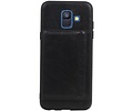 BAOHU Staand Back Cover met 1 Pasjeshouder Hoesje Geschikt voor Samsung Galaxy A6 2018 Zwart