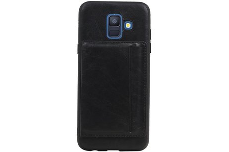 BAOHU Staand Back Cover met 1 Pasjeshouder Hoesje Geschikt voor Samsung Galaxy A6 2018 Zwart