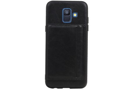 Staand Back Cover 1 Pasjes voor Galaxy A6 2018 Zwart