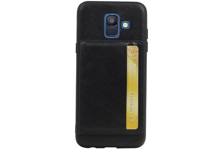 Staand Back Cover 1 Pasjes voor Galaxy A6 2018 Zwart