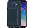 BAOHU Staand Back Cover met 1 Pasjeshouder Hoesje Geschikt voor Samsung Galaxy A6 2018 Navy