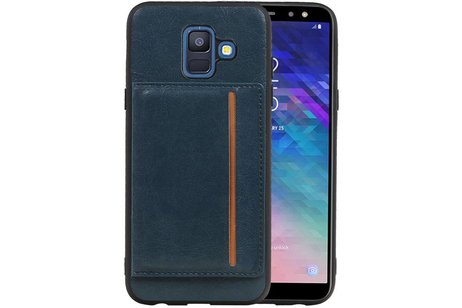 BAOHU Staand Back Cover met 1 Pasjeshouder Hoesje Geschikt voor Samsung Galaxy A6 2018 Navy