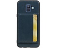 BAOHU Staand Back Cover met 1 Pasjeshouder Hoesje Geschikt voor Samsung Galaxy A6 2018 Navy