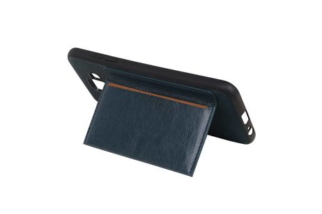 BAOHU Staand Back Cover met 1 Pasjeshouder Hoesje Geschikt voor Samsung Galaxy A6 2018 Navy