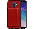BAOHU Staand Back Cover met 1 Pasjeshouder Hoesje Geschikt voor Samsung Galaxy A6 2018 Rood