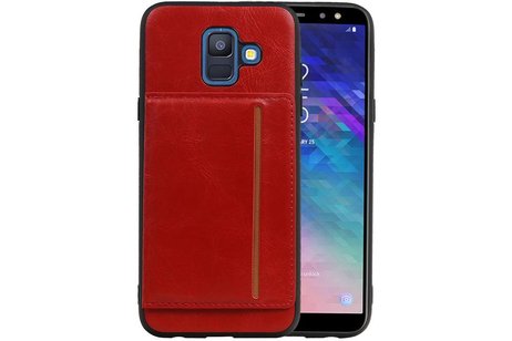 Staand Back Cover 1 Pasjes voor Galaxy A6 2018 Rood