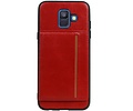 BAOHU Staand Back Cover met 1 Pasjeshouder Hoesje Geschikt voor Samsung Galaxy A6 2018 Rood