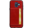 BAOHU Staand Back Cover met 1 Pasjeshouder Hoesje Geschikt voor Samsung Galaxy A6 2018 Rood