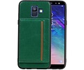 BAOHU Staand Back Cover met 1 Pasjeshouder Hoesje Geschikt voor Samsung Galaxy A6 2018 Groen