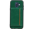BAOHU Staand Back Cover met 1 Pasjeshouder Hoesje Geschikt voor Samsung Galaxy A6 2018 Groen
