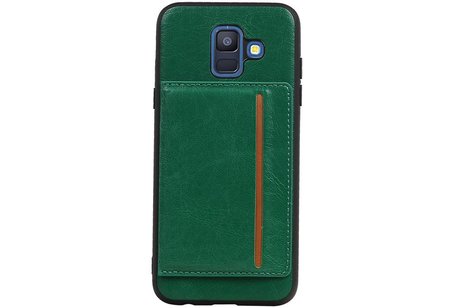 BAOHU Staand Back Cover met 1 Pasjeshouder Hoesje Geschikt voor Samsung Galaxy A6 2018 Groen