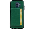 BAOHU Staand Back Cover met 1 Pasjeshouder Hoesje Geschikt voor Samsung Galaxy A6 2018 Groen