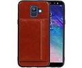 BAOHU Staand Back Cover met 1 Pasjeshouder Hoesje Geschikt voor Samsung Galaxy A6 2018 Bruin