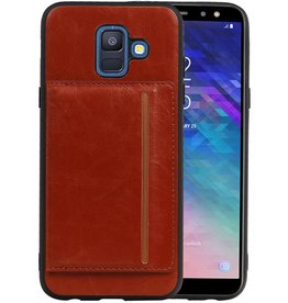 BAOHU Staand Back Cover 1 Pasjes Galaxy A6 2018 Bruin