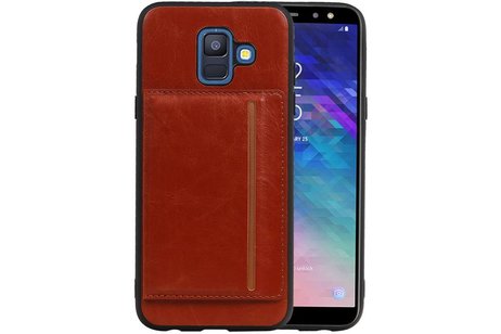 Staand Back Cover 1 Pasjes voor Galaxy A6 2018 Bruin