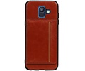 BAOHU Staand Back Cover met 1 Pasjeshouder Hoesje Geschikt voor Samsung Galaxy A6 2018 Bruin