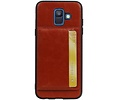 BAOHU Staand Back Cover met 1 Pasjeshouder Hoesje Geschikt voor Samsung Galaxy A6 2018 Bruin