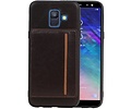BAOHU Staand Back Cover met 1 Pasjeshouder Hoesje Geschikt voor Samsung Galaxy A6 2018 Mocca