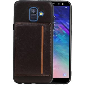 Staand Back Cover 1 Pasjes voor Galaxy A6 2018 Mocca