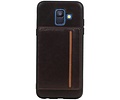 BAOHU Staand Back Cover met 1 Pasjeshouder Hoesje Geschikt voor Samsung Galaxy A6 2018 Mocca