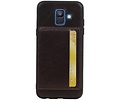 BAOHU Staand Back Cover met 1 Pasjeshouder Hoesje Geschikt voor Samsung Galaxy A6 2018 Mocca