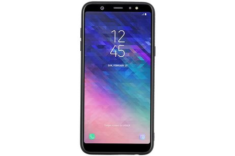 BAOHU Staand Back Cover met 1 Pasjeshouder Hoesje Geschikt voor Samsung Galaxy A6 Plus 2018 Zwart