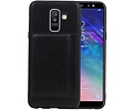 BAOHU Staand Back Cover met 1 Pasjeshouder Hoesje Geschikt voor Samsung Galaxy A6 Plus 2018 Zwart
