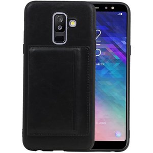 BAOHU Staand Back Cover met 1 Pasjeshouder Hoesje Geschikt voor Samsung Galaxy A6 Plus 2018 Zwart