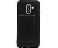 BAOHU Staand Back Cover met 1 Pasjeshouder Hoesje Geschikt voor Samsung Galaxy A6 Plus 2018 Zwart