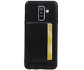 BAOHU Staand Back Cover met 1 Pasjeshouder Hoesje Geschikt voor Samsung Galaxy A6 Plus 2018 Zwart
