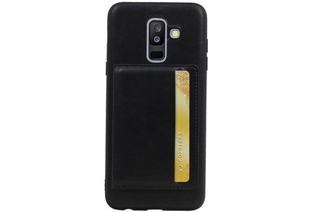 BAOHU Staand Back Cover met 1 Pasjeshouder Hoesje Geschikt voor Samsung Galaxy A6 Plus 2018 Zwart