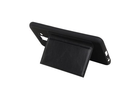 BAOHU Staand Back Cover met 1 Pasjeshouder Hoesje Geschikt voor Samsung Galaxy A6 Plus 2018 Zwart