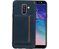 BAOHU Staand Back Cover met 1 Pasjeshouder Hoesje Geschikt voor Samsung Galaxy A6 Plus 2018 Navy