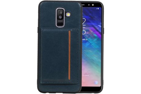 Staand Back Cover 1 Pasjes voor Galaxy A6 Plus 2018 Navy